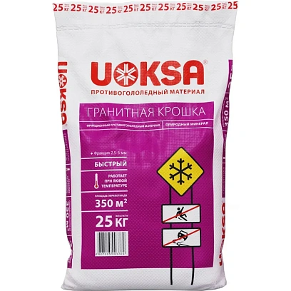 Реагент противогололедный UOKSA Гран/крошка фр 2-5мм мешок 25кг люб/темпер