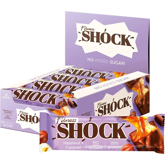 Батончик протеиновый FitnessSHOCK шоколад. карамель-фундук 50г 12шт/уп