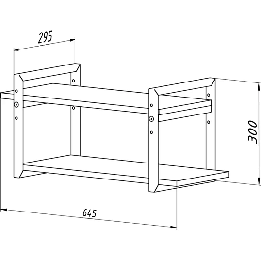 Полка TI_настен/настоль Комус Онега-7 290х580 мет чер/ЛДСП дуб вотан