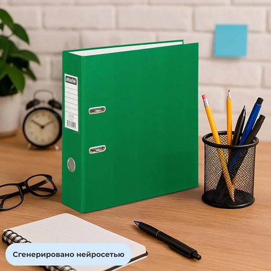 Папка-регистратор с арочн.мех.Attache Экономи 80 мм,зеленый,ПБП1,карм.кор