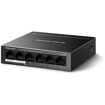 Коммутатор Mercusys MS106LP (L2) 6x100Мбит/с 4PoE+ 40W неуправляемый