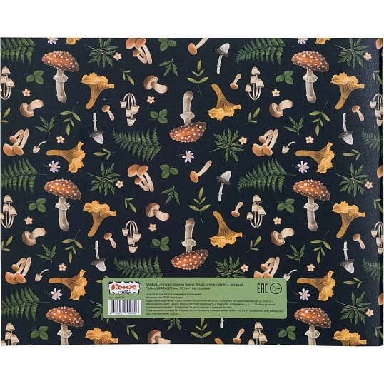 Альбом для рисован.КомусКласс Ночной лес40л 200х240мм обл.карт мат.лам.черн