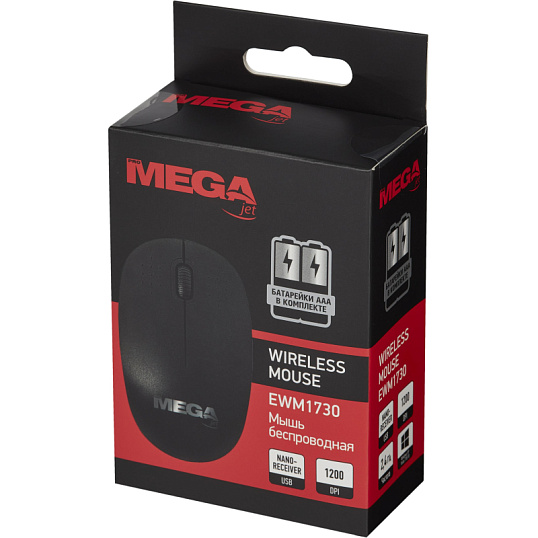 Мышь компьютерная черная, 1200DPi, 2.4Ггц, 99x60x38мм BT-JWM-004/EWM1730