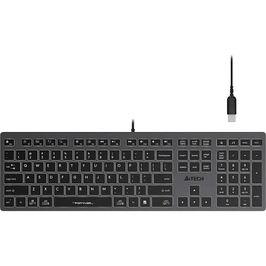 Клавиатура A4Tech Fstyler FX60H серый USB slim LED (FX60H GREY/WHITE)