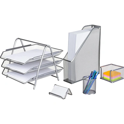 Набор настольный лотков из металла Attache 5 предметов серебристый