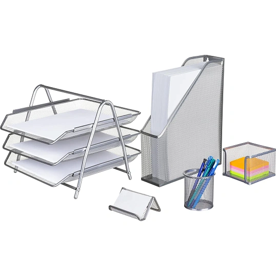 Набор настольный лотков из металла Attache 5 предметов серебристый