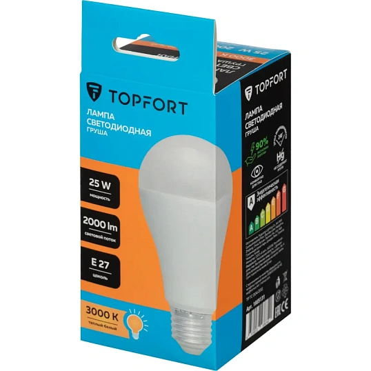 Лампа светодиодная Topfort E27 25W 3000K груша