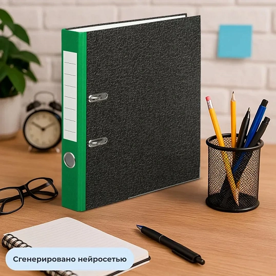 Папка-регистратор Attache Economy 50 мм мрамор с зелым кор,мет.уг,бум/бум