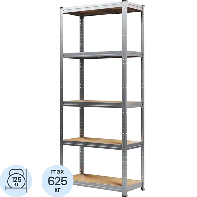 Стеллаж металлический MZ BONUS, 5 полок. цинк, ХДФ. 1800х750х350