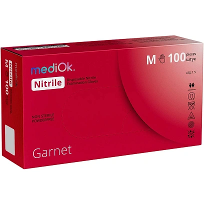 Перчатки нитрил. н/с. н/о, красные MediOk (M) 50п/уп, 4гр