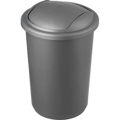 Ведро мусорное 12л пластик, серый металлик с крышкой-вертушкой