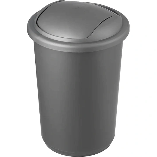 Ведро мусорное 12л пластик, серый металлик с крышкой-вертушкой