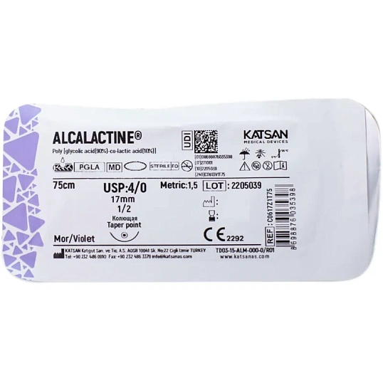 Шовный материал ALCALACTINE 4/0 17 1/2 TAPER POINT кол. 75  уп/12 шт