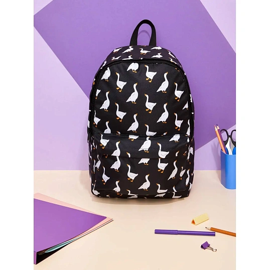 Рюкзак школьный Комус Класс  Light Гуси, черный, 1 отд