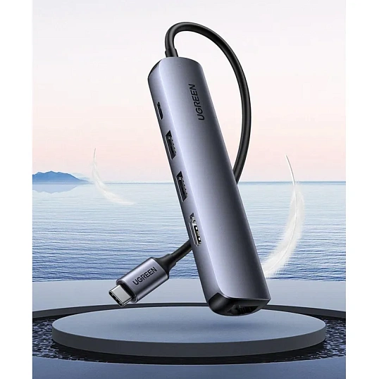 Разветвитель USB Ugreen CM417 (20197) USB-C to 4xUSB 3.0+HDMI, серый