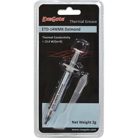 Термопаста ExeGate ETD-14WMK Daimond 2г, шприц с лопаткой (EX282339RUS)