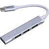 Разветвитель USB  HS001 USB3.0x1/USB 2.0x3/серебристый