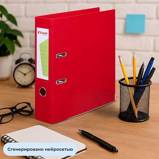 Папка-регистратор Комус Стандарт 75мм  красная, ПБП2, карм.кор., мет.уг