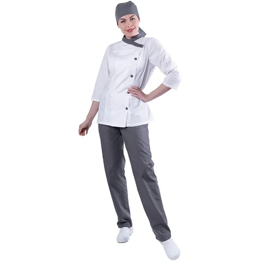 Костюм БИСТРО женский цв.бел/т.сер (Кос841) (р.48-50) р.158-164