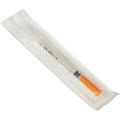 Шприц 3-комп. однораз. инс.0,3 мл U-100 инт. (0,30x8) инт. KDМ 100шт/уп