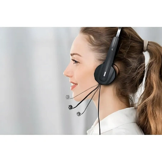 Гарнитура компьютерная Genius HS-220U,  кабель 2.4м., черный