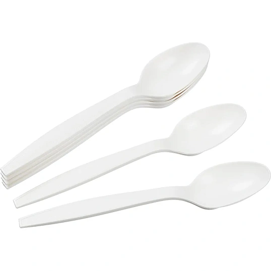 Ложка одноразовая столовая 170мм, белая, кукурузный крахмал, 50шт/уп