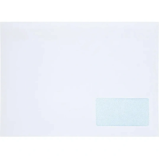 Конверт С4 BUSINESSPOST стрип прав.ниж окно (55x110)100г/м2 250шт/уп