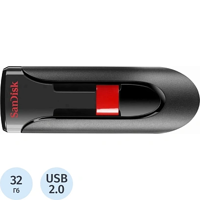 Флеш-память 32GB SanDisk CZ60 Cruzer Glide, USB 2.0 Black (SDCZ60-032G-B35)