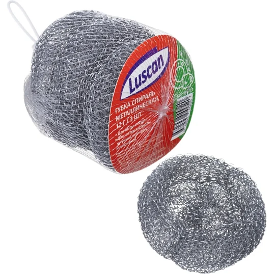 Губка-мочалка спираль Luscan металлические 12г 3 шт/ уп