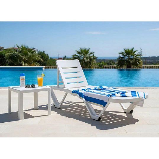 Шезлонг PR_Decorona DeRiviera без подлокотников, белый рассвет