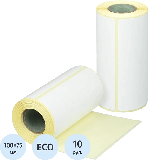 Термоэтикетки ЭКО 100х75, 150 шт/рул, вт.25 10рул/уп(спайка)