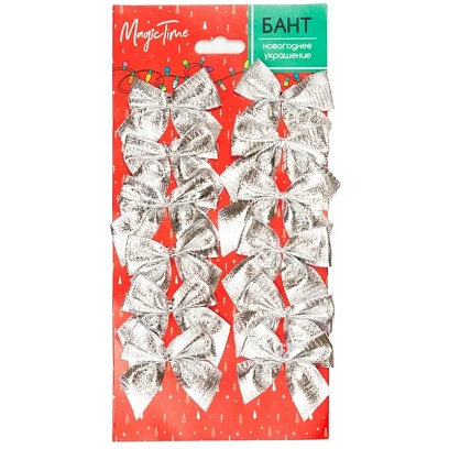 Бант новогодний из полиэстера, наб.12 шт / 5х5x0,01см арт.93279