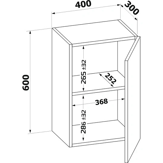 Шкаф Сокол настенный ПН-04 400x300x600 Дуб Сонома