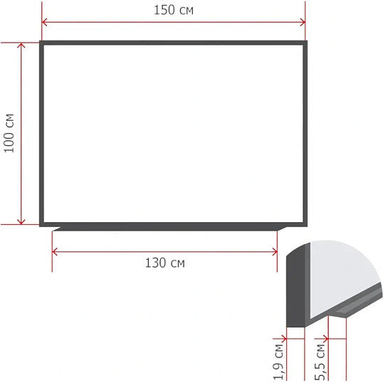 Доска меловая - магнитная зеленая 100х150 Россия-Корея