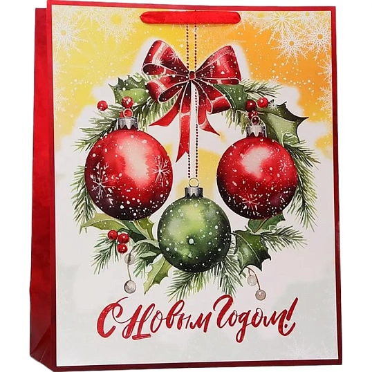 Пакет ламинированный вертикальный Новгод. шары, XL 40x49x19см 10473409 НГ