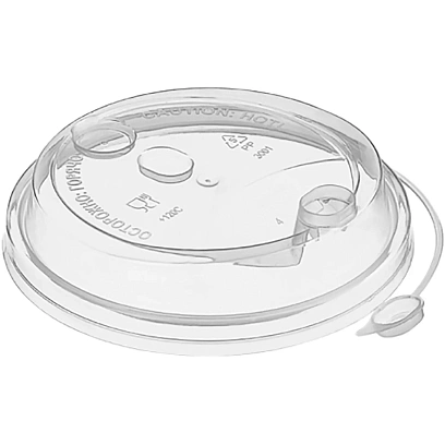 Крышка для стакана d90 мм с пробив слотом и заглуш, прозр., ПП, 50 шт/уп