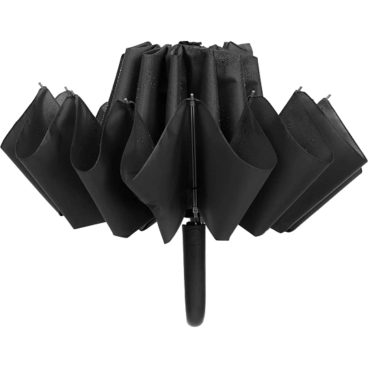 Зонт обратного сложения inLoop с ручкой-карабином, черный 22329.30