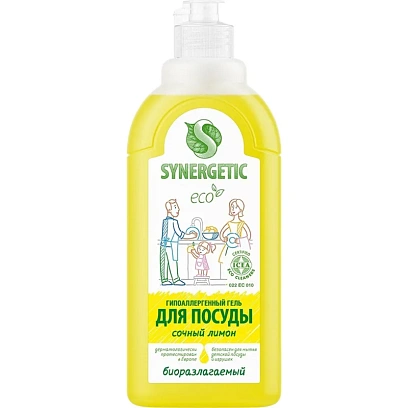 Средство для мытья посуды Synergetic 500мл антибакт, лимон флип-топ