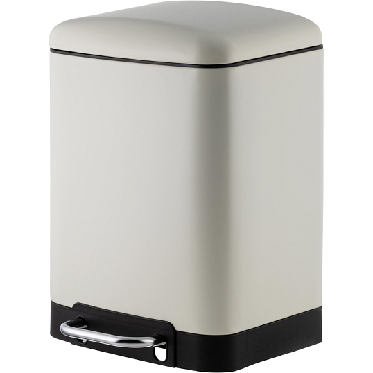 Ведро мусорное с педалью и доводчиком Luscan 6л,бежевое,прямоуг,металл