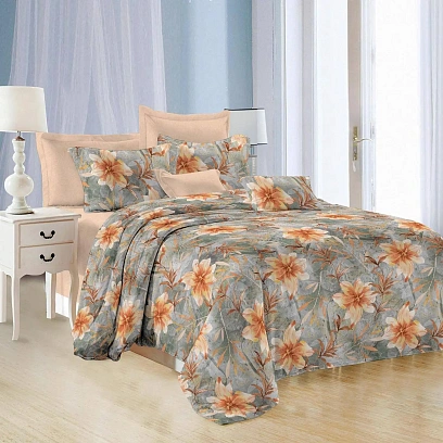 Постельное белье 1,5сп микросат(наволочки70х70-2шт) -2137 Золотые цветы