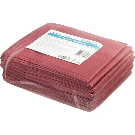 Простыня 200x70, спанбонд, пл.30, бордо, 10шт/уп, штучно, 00-048