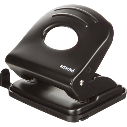 Дырокол металлический Attache до 30 листов, с линейкой, цвет черный