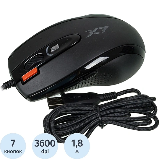 Мышь компьютерная A4Tech XL-750BK черный лазерная (3600dpi) USB2.0 (6кн)