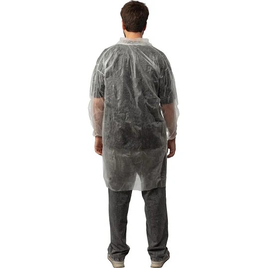 Халат н/с процед, рук.рез, на кнопках, XL, дл.110см, пл 17, белый, 10шт/уп