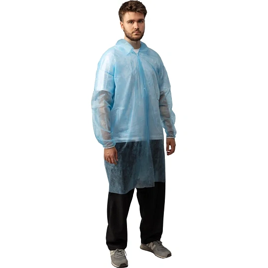 Халат н/с процед, рук.рез, на кнопках, XL, дл.110см, пл 17, голуб, 10шт/уп