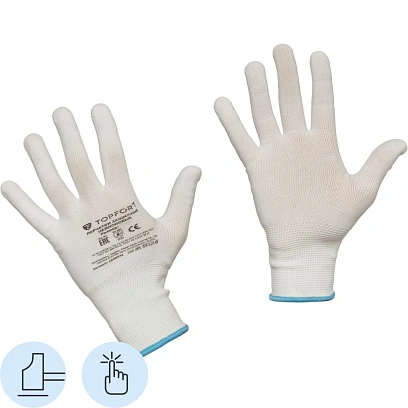 Перчатки защитные TOPFORT нейлоновые белые р. 9 (L)