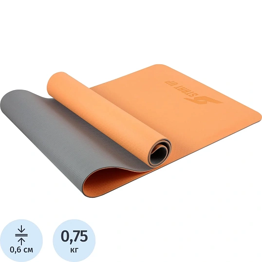 Коврик для фитнеса и йоги Start Up Peach/Gray р183х61х0,6см, 371127