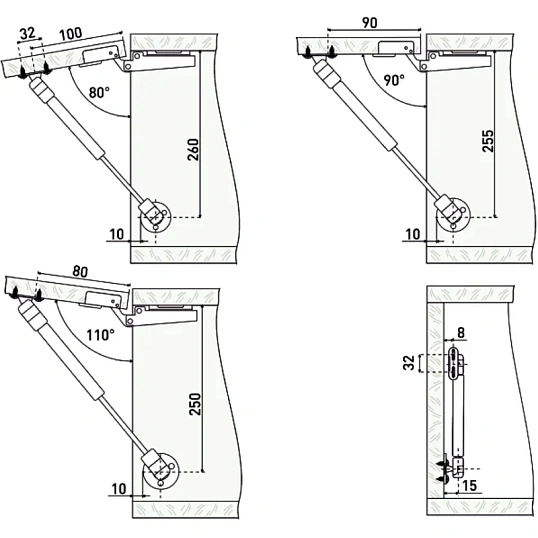 Доводчик УЗК_мебельный StahlBuro газовый лифт N60 26,5х1,5 (15915) мат.хром