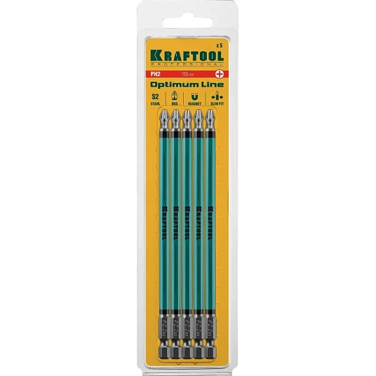 Бита KRAFTOOL Optimum Line PH2, 150 мм, тип E, 5 шт/уп (26122-2-150-5)