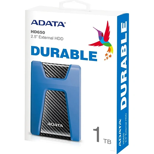 Портативный HDD ADATA HD650 1Tb 2.5, USB 3.1, синий, AHD650-1TU31-CBL